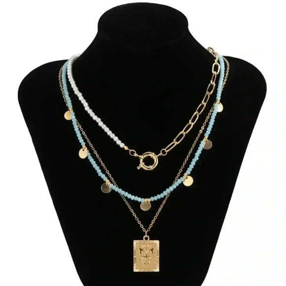 🆕Retro Woven Beaded Square Metal Sequin Necklace🆕 - Picture 2 of 10